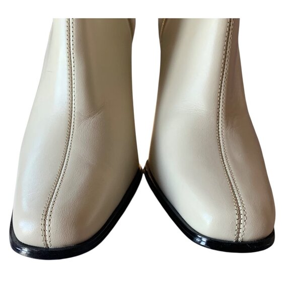 NEWPORT NEWS Solid Off-White Leather Square Toe Lined Ankle Boots NWOT 11M - Picture 5 of 9